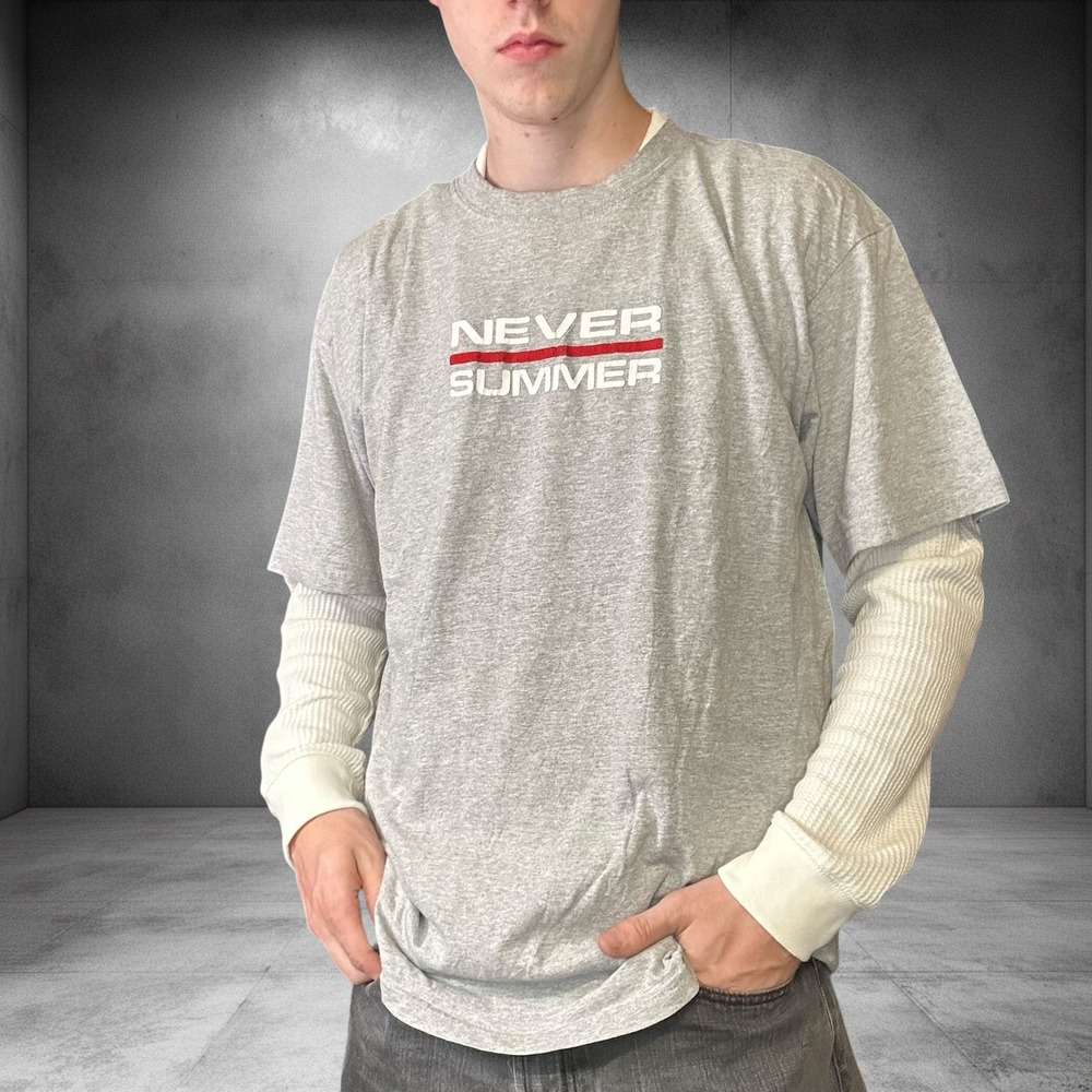 Vintage Never Summer Snowboards T Shirt XL Grey Heather Y2K Skater Streetwear